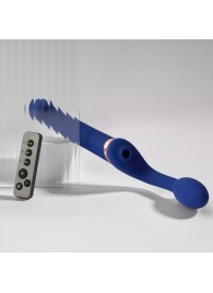 Синий безремневой страпон Multi Orgasm Bendable Strap-On size XL с клиторальной стимуляцией - Strap-on-me - купить с доставкой в Ельце