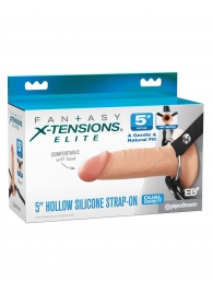 Телесный пустотелый фаллопротез 5’’ Hollow Silicone Strap-On - 14 см. - Pipedream - купить с доставкой в Ельце
