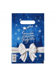 Сине-белый подарочный новогодний пакет с вырубной ручкой (20х30 см) - Сима-Ленд - купить с доставкой в Ельце