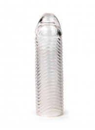 Прозрачная закрытая насадка на пенис с ребрышками - 16 см. - Sex Expert - в Ельце купить с доставкой