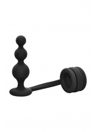 Черное эрекционное кольцо с анальной елочкой Cockring With Beaded Anal Plug - Dream Toys - в Ельце купить с доставкой