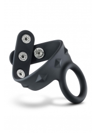 Черное эрекционное кольцо с подхватом мошонки на кнопках VS6 - Blush Novelties - в Ельце купить с доставкой