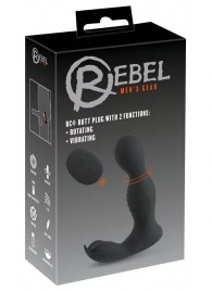 Черная анальная пробка с вибрацией, вращением и пультом ДУ RC Butt Plug with 2 Functions - Orion - в Ельце купить с доставкой