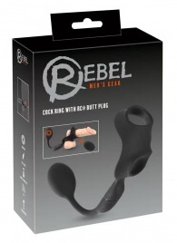 Черное виброкольцо с анальной пробкой Cock Ring with RC Butt Plug - Orion - в Ельце купить с доставкой