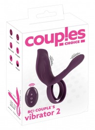 Фиолетовая насадка на член с клиторальным отростком и пультом ДУ RC Couple’s Vibrator 2 - Orion - в Ельце купить с доставкой