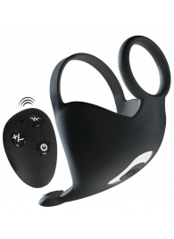 Черная вибронасадка для эрекции и стимуляции мошонки Cock ring with RC ball massager - Orion - в Ельце купить с доставкой