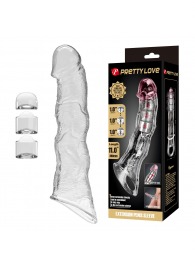 Прозрачный фаллоудлинитель с 3 вставками - 28 см. - Baile - в Ельце купить с доставкой