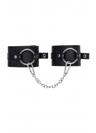 Черные оковы из толстой кожи с люверсами - Pecado - купить с доставкой в Ельце