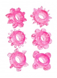 Набор из 6 розовых эрекционных колец с различным рельефом - Erowoman-Eroman - в Ельце купить с доставкой