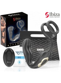 Черная анальная пробка с вращением и эрекционными кольцами - Ibiza - в Ельце купить с доставкой