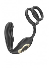 Черная анальная пробка с вращением и эрекционными кольцами - Ibiza - в Ельце купить с доставкой