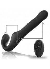 Черный безремневой страпон с вибрацией и возвратно-поступательными движениями - 24 см. - Ibiza - купить с доставкой в Ельце
