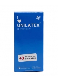 Классические презервативы Unilatex Natural Plain - 12 шт. + 3 шт. в подарок - Unilatex - купить с доставкой в Ельце
