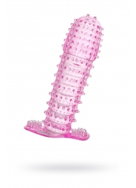 Гелевая розовая насадка с шипами - 12 см. - Toyfa Basic - в Ельце купить с доставкой