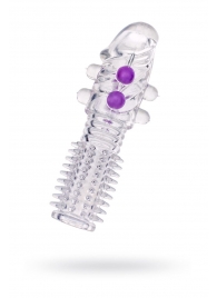 Гелевая прозрачная насадка с шариками и шипами - 14 см. - Toyfa Basic - в Ельце купить с доставкой