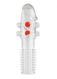 Гелевая прозрачная насадка с шариками и шипами - 14 см. - Toyfa Basic - в Ельце купить с доставкой