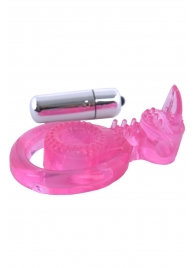 Розовая вибронасадка со стимулятор клитора   Язычок - Toyfa Basic - в Ельце купить с доставкой