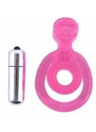 Розовая вибронасадка со стимулятор клитора   Язычок - Toyfa Basic - в Ельце купить с доставкой
