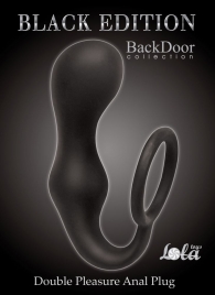 Чёрное эрекционное кольцо с анальной пробкой Double Pleasure Anal Plug - Lola Games - в Ельце купить с доставкой