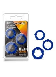Набор из 3 синих эрекционных колец Stay Hard Beaded Cockrings - Blush Novelties - в Ельце купить с доставкой