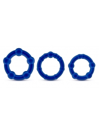 Набор из 3 синих эрекционных колец Stay Hard Beaded Cockrings - Blush Novelties - в Ельце купить с доставкой