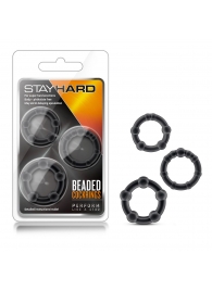 Набор из 3 чёрных эрекционных колец Stay Hard Beaded Cockrings - Blush Novelties - в Ельце купить с доставкой