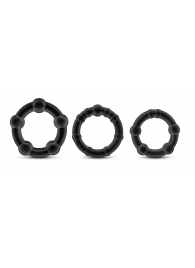Набор из 3 чёрных эрекционных колец Stay Hard Beaded Cockrings - Blush Novelties - в Ельце купить с доставкой