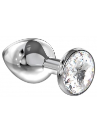 Большая серебристая анальная пробка Diamond Clear Sparkle Large с прозрачным кристаллом - 8 см. - Lola Games - купить с доставкой в Ельце