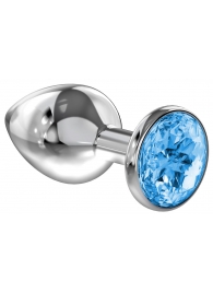 Большая серебристая анальная пробка Diamond Light blue Sparkle Large с голубым кристаллом - 8 см. - Lola Games - купить с доставкой в Ельце