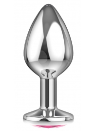 Большая серебристая анальная пробка Diamond Pink Sparkle Large с розовым кристаллом - 8 см. - Lola Games - купить с доставкой в Ельце