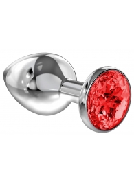 Большая серебристая анальная пробка Diamond Red Sparkle Large с красным кристаллом - 8 см. - Lola Games - купить с доставкой в Ельце