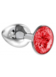 Малая серебристая анальная пробка Diamond Red Sparkle Small с красным кристаллом - 7 см. - Lola Games - купить с доставкой в Ельце