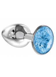 Малая серебристая анальная пробка Diamond Light blue Sparkle Small с голубым кристаллом - 7 см. - Lola Games - купить с доставкой в Ельце