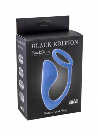 Синее эрекционное кольцо с анальной пробкой Button Anal Plug - Lola Games - в Ельце купить с доставкой