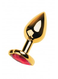 Золотистая анальная пробка с кристаллом-сердцем - 7,5 см. - ToyFa - купить с доставкой в Ельце