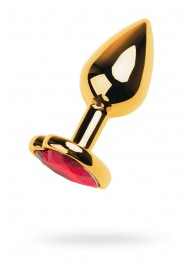 Золотистая анальная пробка с кристаллом-сердцем - 7,5 см. - ToyFa - купить с доставкой в Ельце