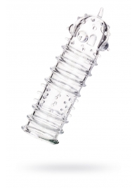 Прозрачная насадка на пенис TOYFA A-Toys с ребрами и точками - 15,3 см. - A-toys - в Ельце купить с доставкой