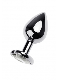 Серебристая анальная пробка с прозрачным кристаллом-сердцем - 8 см. - ToyFa - купить с доставкой в Ельце