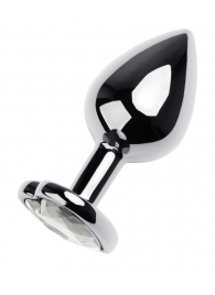 Серебристая анальная пробка с прозрачным кристаллом-сердцем - 8 см. - ToyFa - купить с доставкой в Ельце