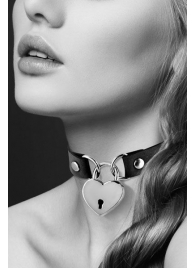 Черный чокер с замком в форме сердца - Bijoux Pour Toi - купить с доставкой в Ельце