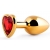Золотистая анальная пробка с красным стразом-сердечком - 8 см. - Anal Jewelry Plug - купить с доставкой в Ельце