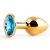 Золотистая анальная пробка с голубым стразом - 7,2 см. - Anal Jewelry Plug - купить с доставкой в Ельце