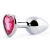 Серебристая анальная пробка с розовым кристаллом-сердечком - 7 см. - Anal Jewelry Plug - купить с доставкой в Ельце
