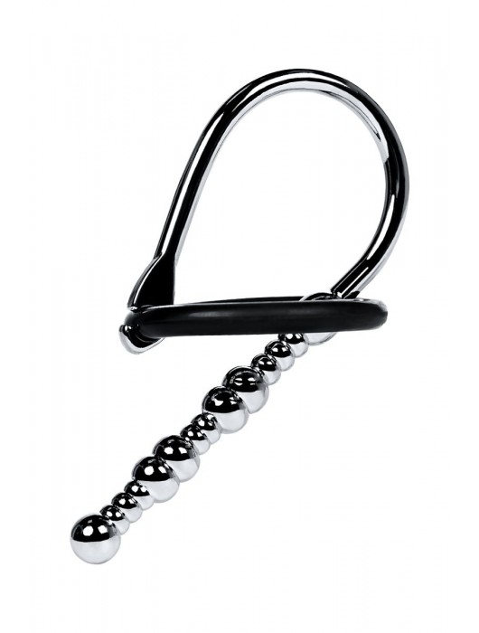 Серебристый уретральный плаг-бусины TOYFA Metal с мягким фиксириющим кольцом - ToyFa - купить с доставкой в Ельце