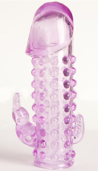 Закрытая фиолетовая насадка с 2 отростками - 13 см. - Toyfa Basic - в Ельце купить с доставкой