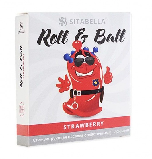 Стимулирующий презерватив-насадка Roll   Ball Strawberry - Sitabella - купить с доставкой в Ельце