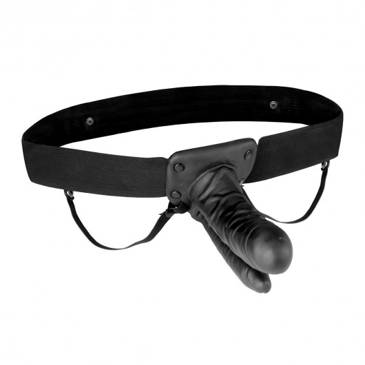 Полый страпон с двумя отростками и вибрацией Unisex Vibrating Hollow Strap-On Double Penetrating Dildo - 17,8 см. - Lux Fetish - купить с доставкой в Ельце