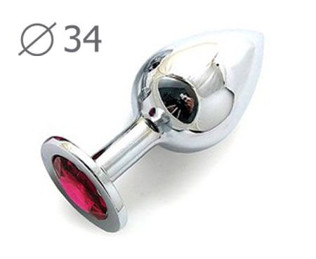 Коническая серебристая анальная втулка с малиновым кристаллом - 8,2 см. - Anal Jewelry Plug - купить с доставкой в Ельце