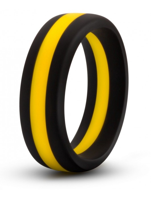 Черно-желтое силиконовое эрекционное кольцо Silicone Go Pro Cock Ring - Blush Novelties - в Ельце купить с доставкой