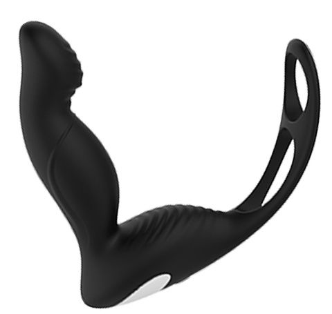 Черный вибромассажер простаты P-PLEASER W ERECTION ENHANCE - Dream Toys - в Ельце купить с доставкой